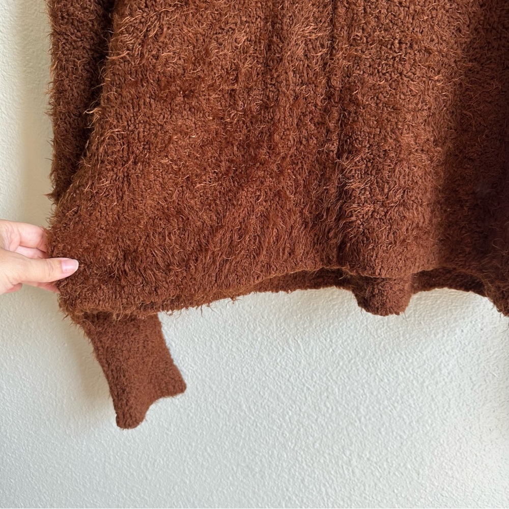 Free People Icing V-Neck Mocha Java Brown Oversized Sweater Size Small - Picture 8 of 11